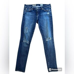 AG Distressed The Legging Super Skinny Ankle Jeans Size 28R